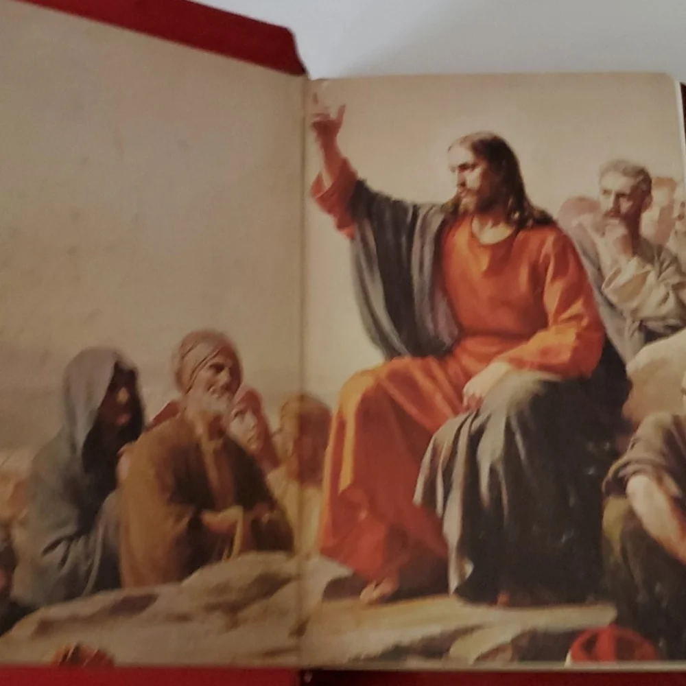 1966 Red VINTAGE KJV BIBLE Maps Prayers Photos Christian Religion Jesus